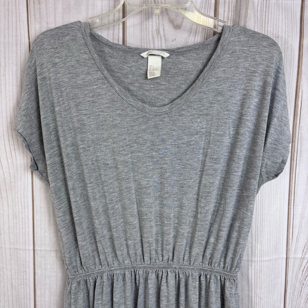 H&M Basic Short Sleeve Women's Jersey Midi Dress Waist Defined Gray Size Small - Picture 3 of 11